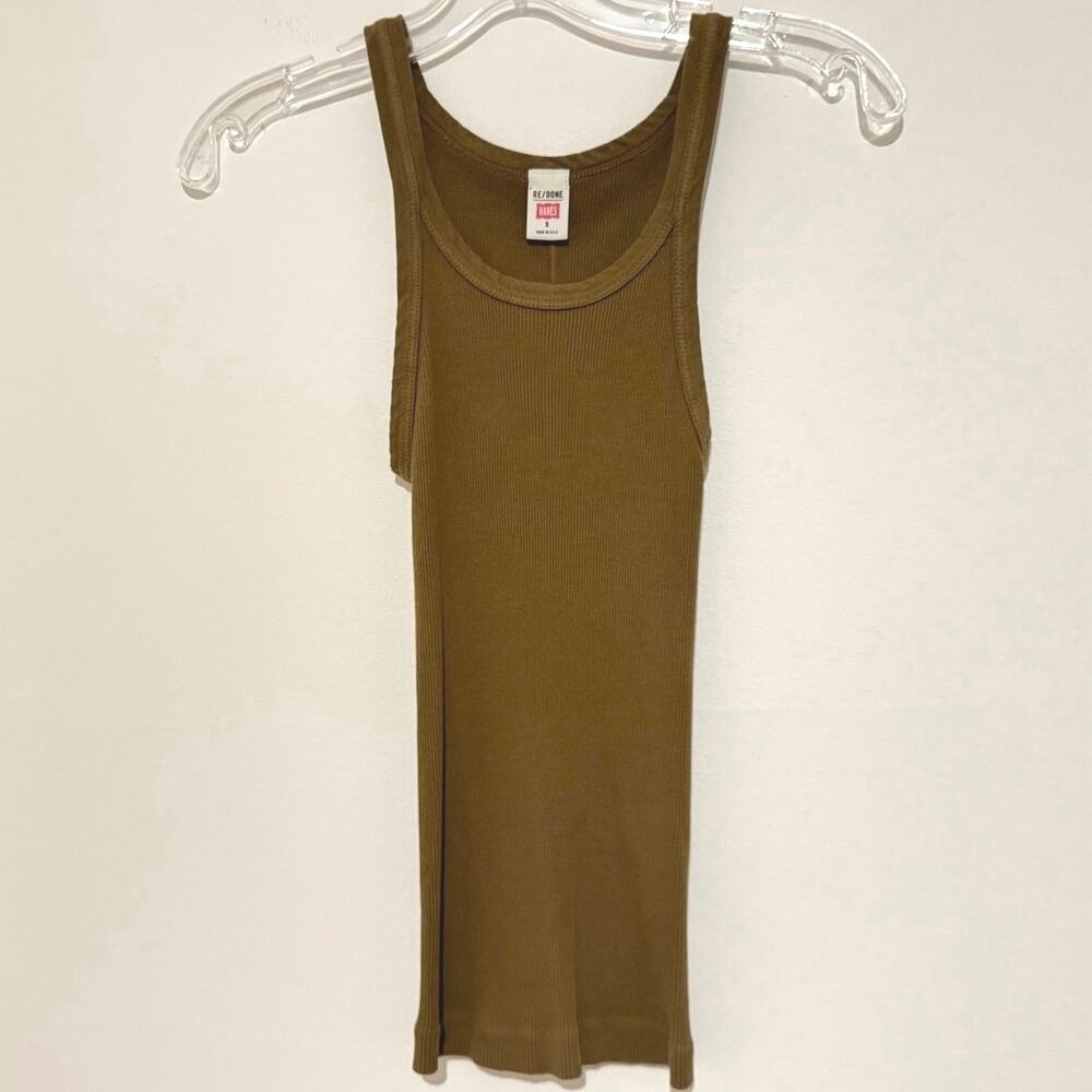 RE/DONE x Hanes Ribbed Tank Top Fatigue Size Small Minimalist Cotton Baby Tank